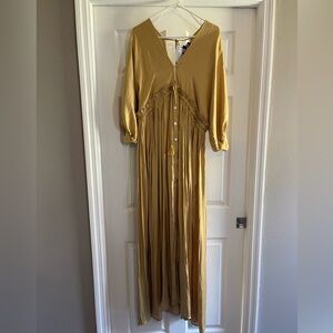 Vici Collection Satin Dolman Sleeve Good as Gold Maxi Dress